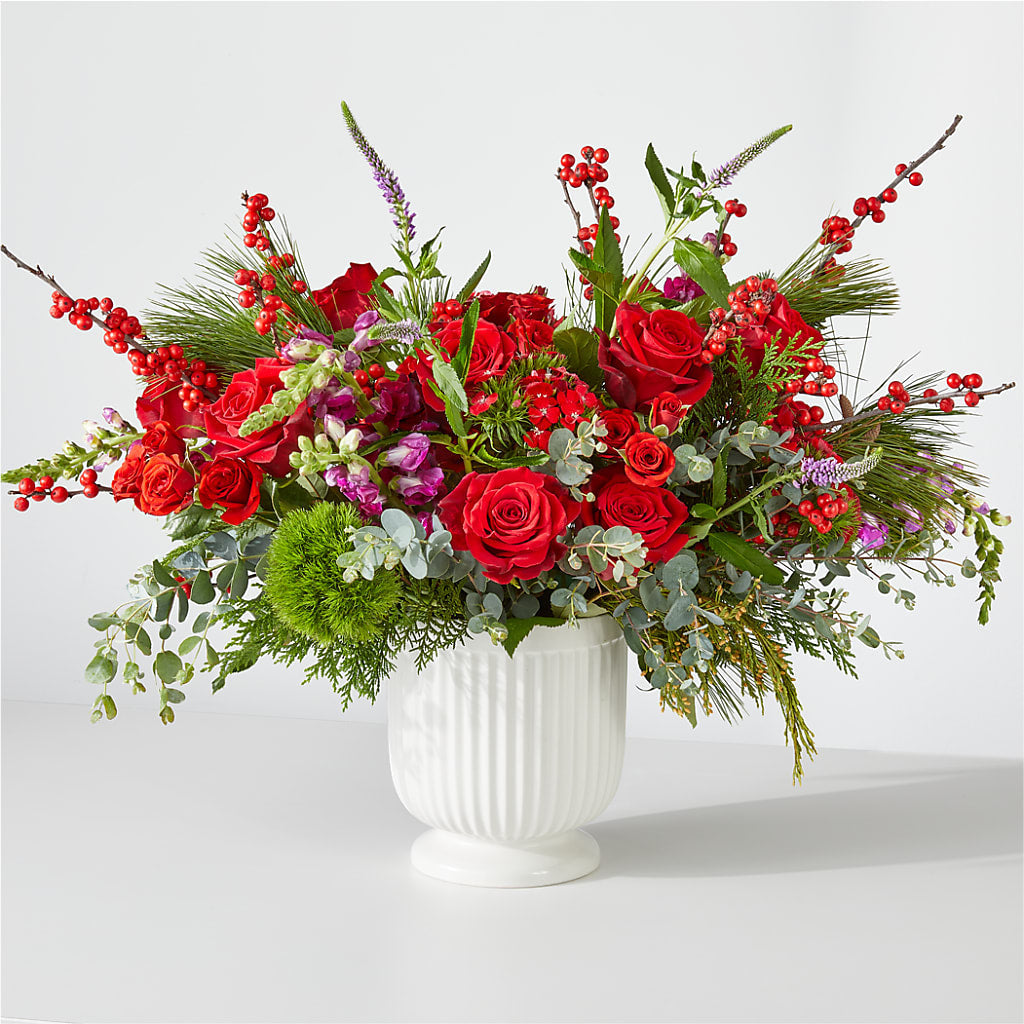 Big Red Bow Bouquet – Hawes Florist Llc, Maynard MA