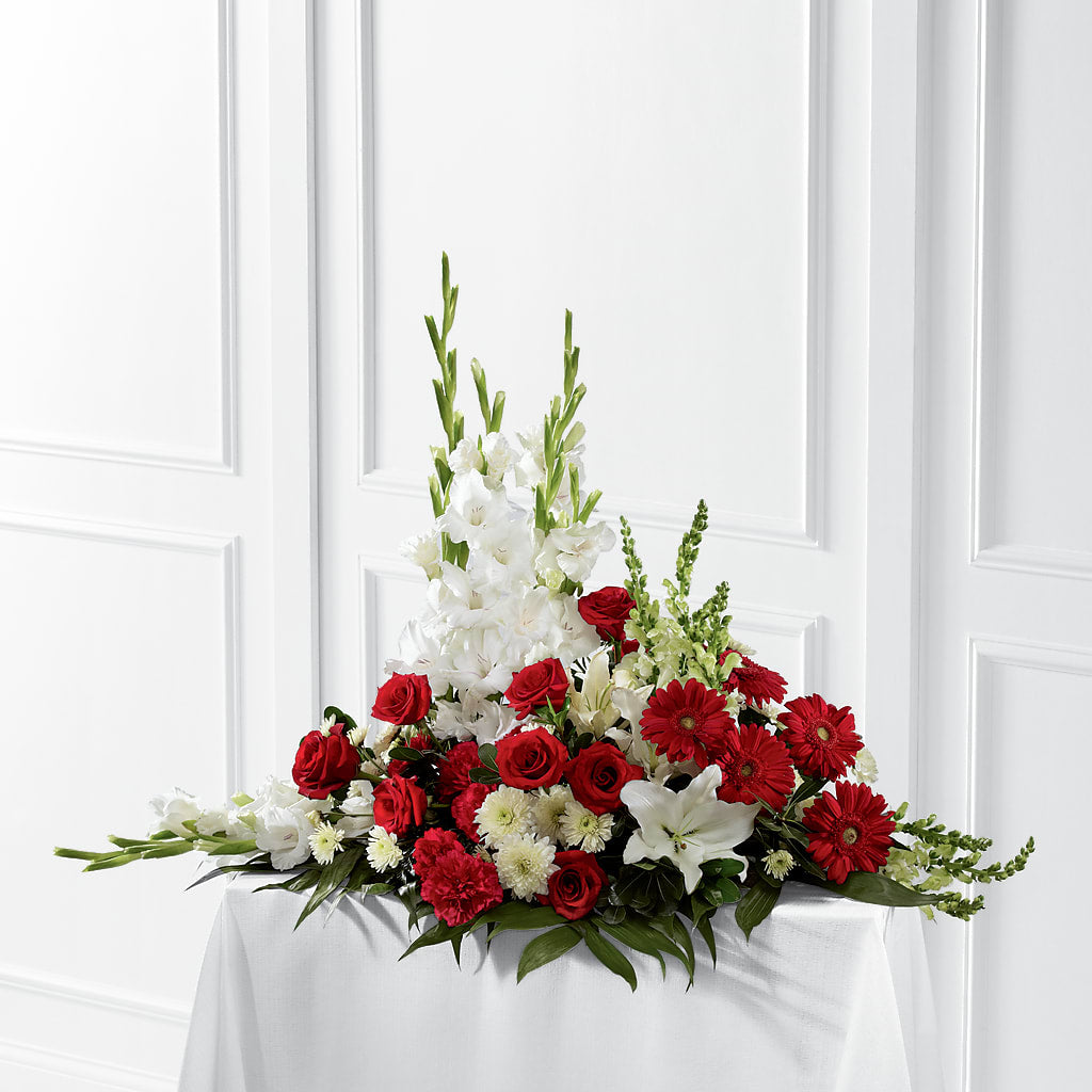Crimson & White Arrangement – Hawes Florist Llc, Maynard MA