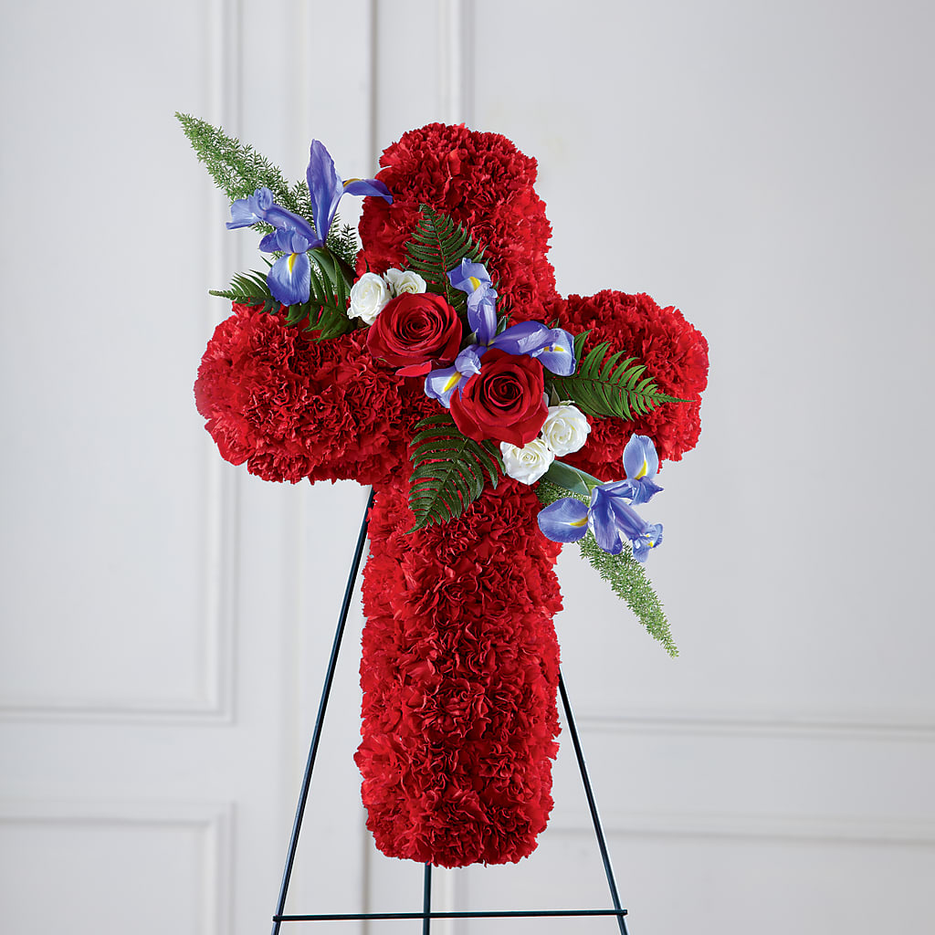 Faithful Hero Floral Cross – Hawes Florist Llc, Maynard MA