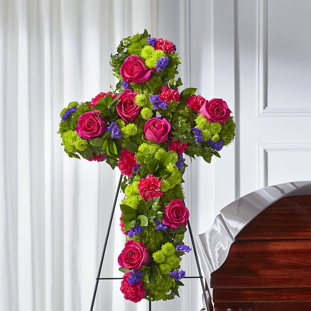 Tribute Rose Floral Cross – Hawes Florist Llc, Maynard MA