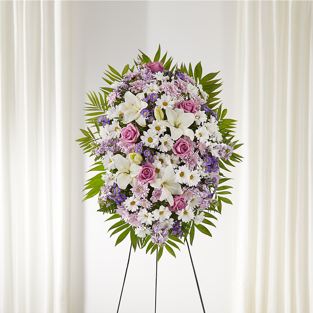 Surrounded by Love Standing Spray – Hawes Florist Llc, Maynard MA