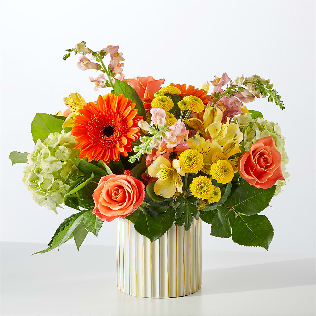 Autumn Sunshine Bouquet with Ivory Vase –  Hawes Florist Llc, Maynard MA