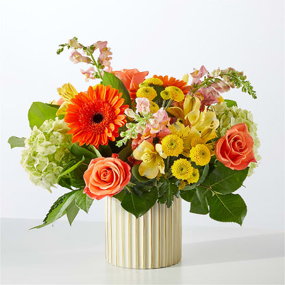 Autumn Sunshine Bouquet with Ivory Vase –  Hawes Florist Llc, Maynard MA
