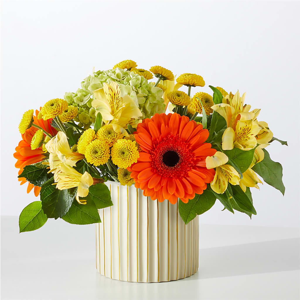 Autumn Sunshine Bouquet with Ivory Vase –  Hawes Florist Llc, Maynard MA